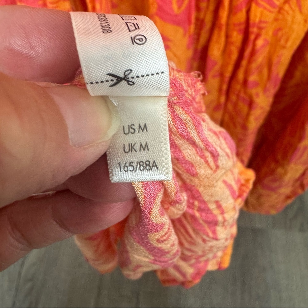 Free People Tiers For You Floral Maxi Dress Orange & Pink Crochet Medium Flowy - Picture 10 of 11